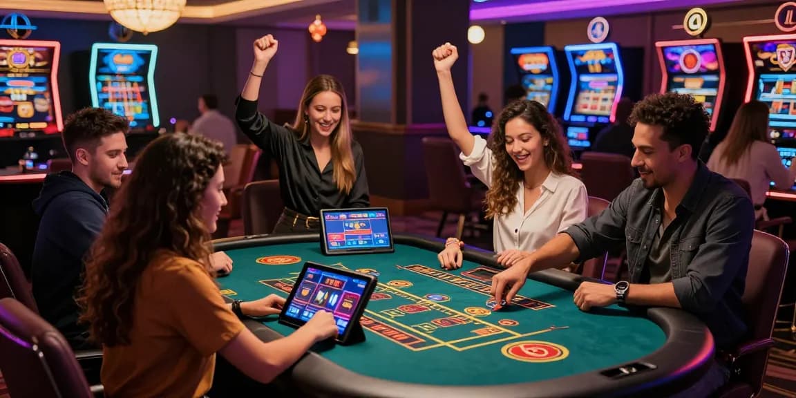 Exciting live casino scene at Mb66 with players enjoying games and celebrating wins in a vibrant atmosphere.